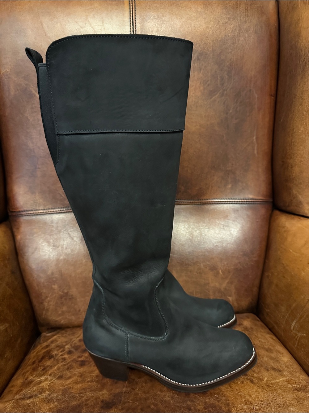 Adelante Shoe Co The Condesa Women's Black Nubuck Leather Tall Boots Women’s 8
